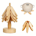 Suporte de Panela Tree Design | Kit 3 em 1 Dobrável em Madeira Natural
