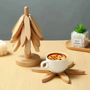 Suporte de Panela Tree Design | Kit 3 em 1 Dobrável em Madeira Natural